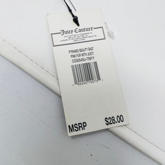 NEW! Juicy Couture Fuzzy Top Zip Clutch Metallic Pink Gold - Picture 4 of 5